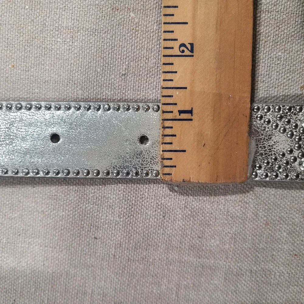 BKE Metallic Chevron Belt Silver Rhinestone Cowgirl Bling Rodeo Glam Size S